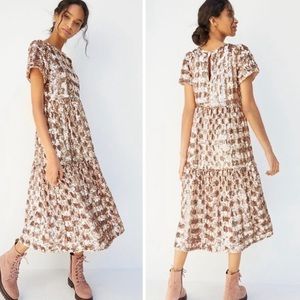 Anthropologie Maeve Bernadette Sequin MIDI Dress